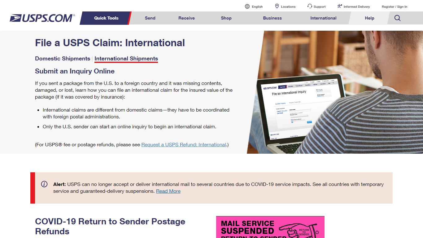 File a USPS Claim: International | USPS
